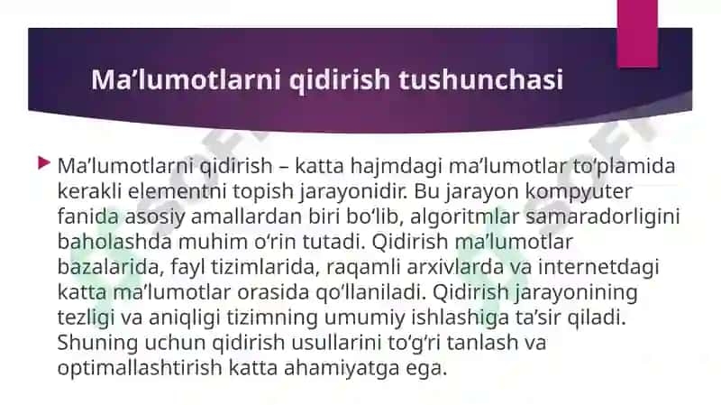 Ma’lumotlarni qidirish usullari, algoritmlari va ularning samaradorligi 2