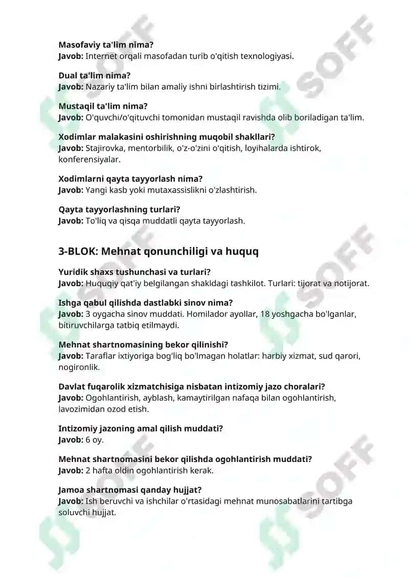 2025 Dekabr Argos suhbat savol va javoblari Maktabgacha ta'lim va maktab ta'limi yo'nalishida 500+ savollarga qisqa aniq javoblar 2