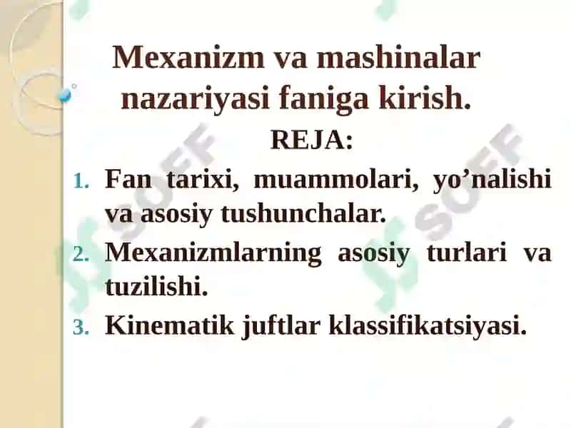 MEXANIZM VA MASHINALAR NAZARIYASI 2