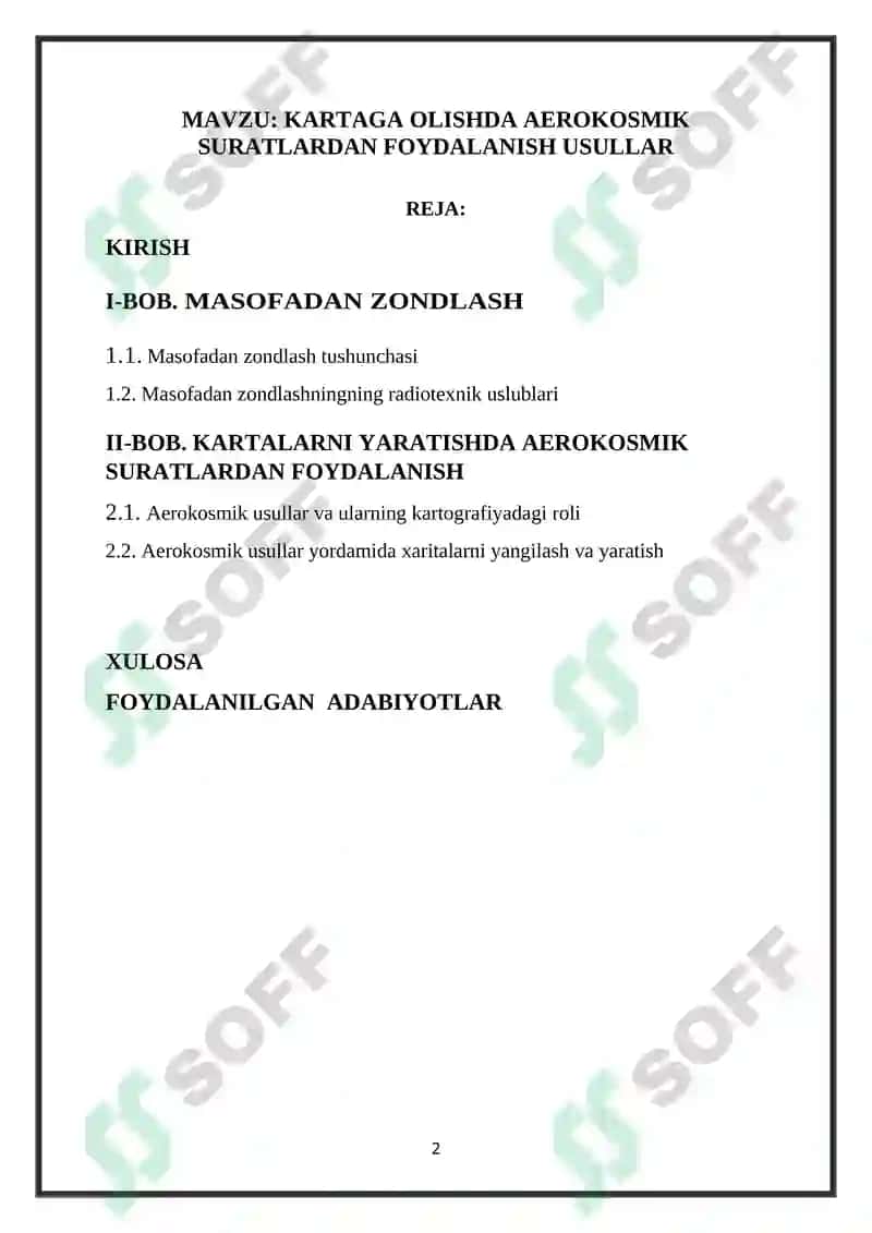 KARTAGA OLISHDA AEROKOSMIK SURATLARDAN FOYDALANISH USULLAR 2