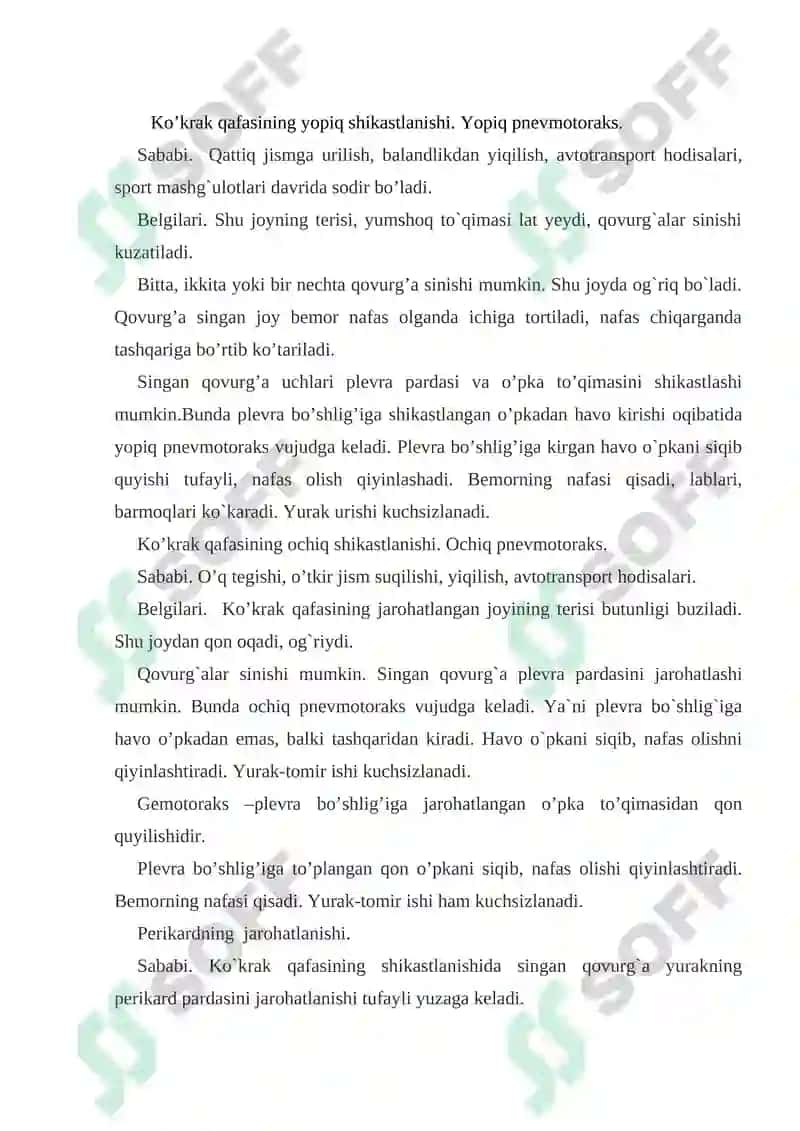 Ko’krak qafasi A’zolari trvmasi 2