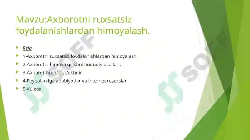 Axborotni ruxsatsiz foydalanishlardanhimoyalash 2