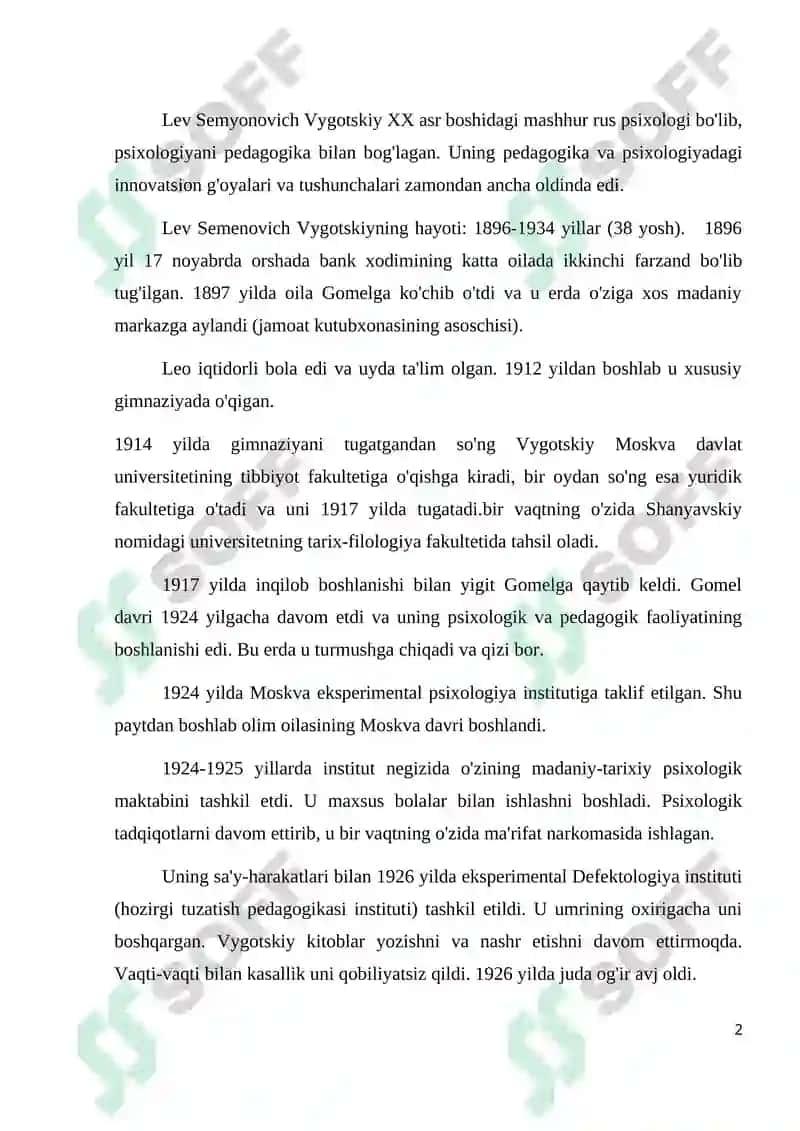 Vigotskiyning madaniy - tarixiy kontseptsiyasi 2