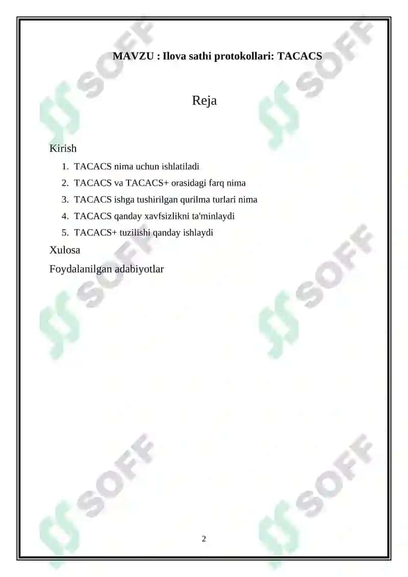 Ilova sathi protokollari: TACACS 2