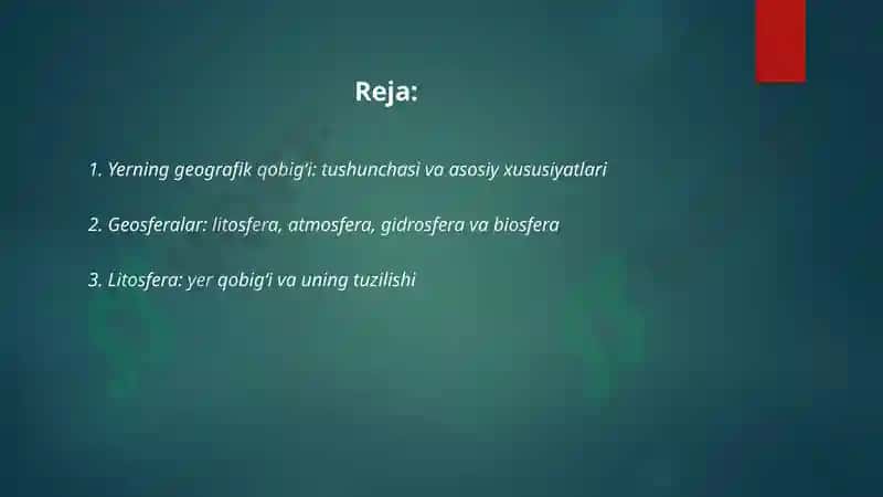 Tabiat haqida asosiy tushunchalar va tabiat komponentlari quyosh sistemasi va sayyoralar 2