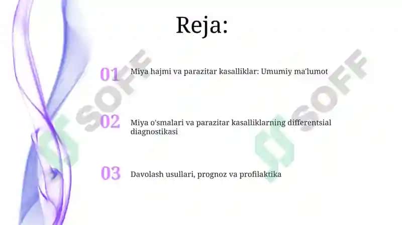 Miya hajmi va parazitar kasalliklar 2