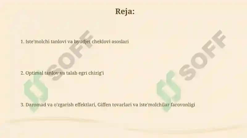 Iste'molchi tanlovi va byudjet cheklovi 2