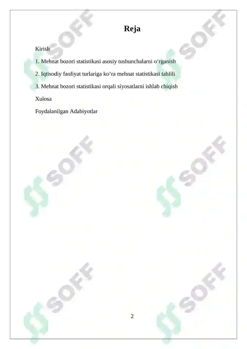 Mehnat bozori statistikasi 2