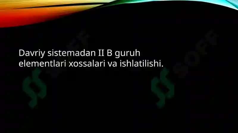 II B guruhelementlari: Zn 2