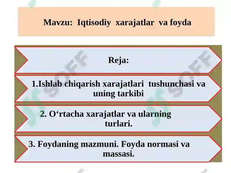 Iqtisodiy Xarajatlar va Foyda 2