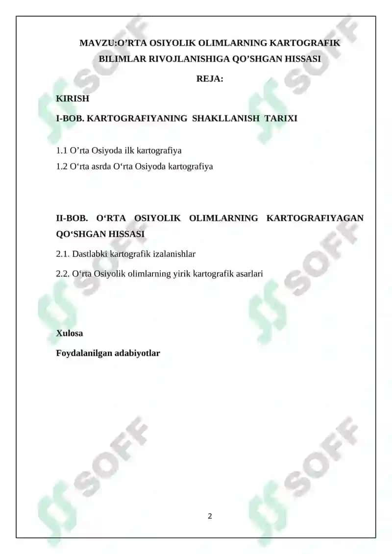 O’RTA OSIYOLIK OLIMLARNING KARTOGRAFIK BILIMLAR RIVOJLANISHIGA QO’SHGAN HISSASI 2
