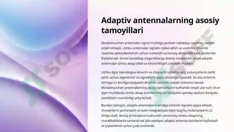 Simsiz aloqatizimlarida ishlatiladigan adaptiv antennalar texnologiyalari 2