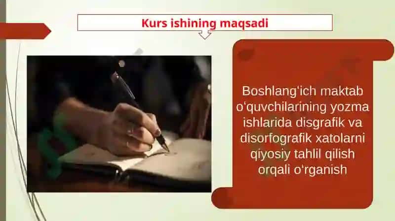 "Boshlang‘ich maktab o‘quvchilarining yozma ishlaridagi disgrafik va disorfografik xatolarning qiyosiy tahlili" 2