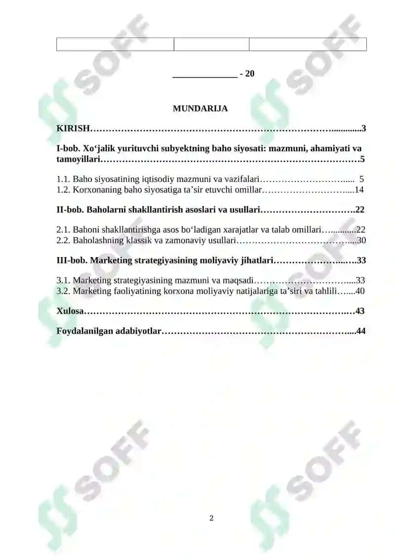 Marketing strategiyasining moliyaviy jihatlari 2