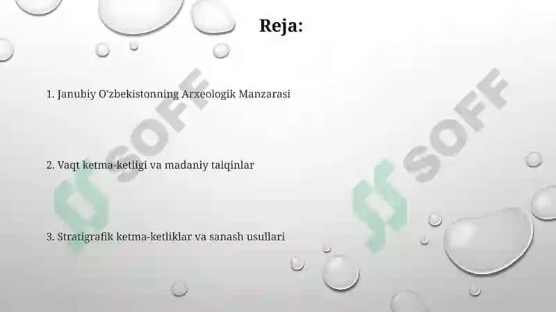 Janubiy Ozbekiston arxeologik obidalarining stratigrafiyasi va xronologiyasi 2