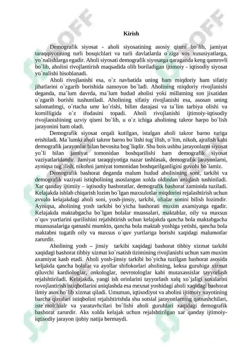 Demografik bashorat va demografik siyosat 2