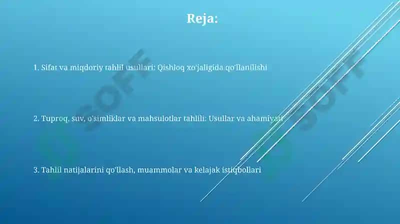 Sifat va miqdor analiz usullari va qishloq xoʻjaligidagi ahamiyati 2