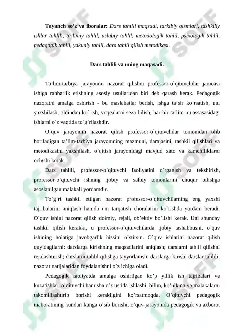 Pedagogik tahlil va uni o'tkazish 2