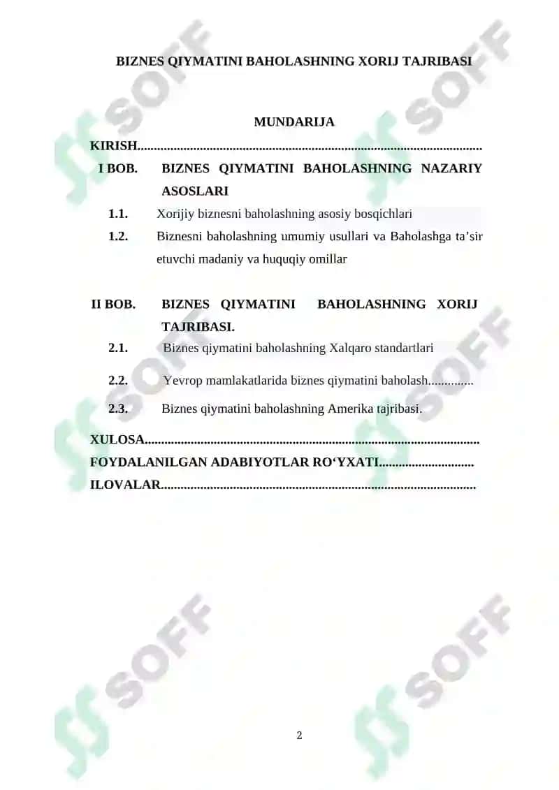 MULK QIYMATINI BAHOLASH YONDOSHUVLARI VA USULLARI TIZIMI 2