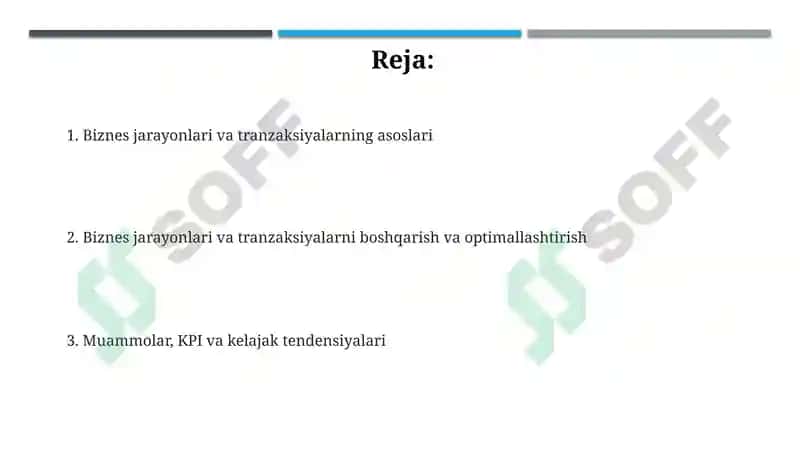 Biznes jarayonlari va tranzaksiyalari 2