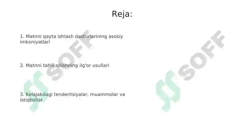 Matnli ma’lumotlarni qayta ishlash dasturlarining imkoniyatlari 2