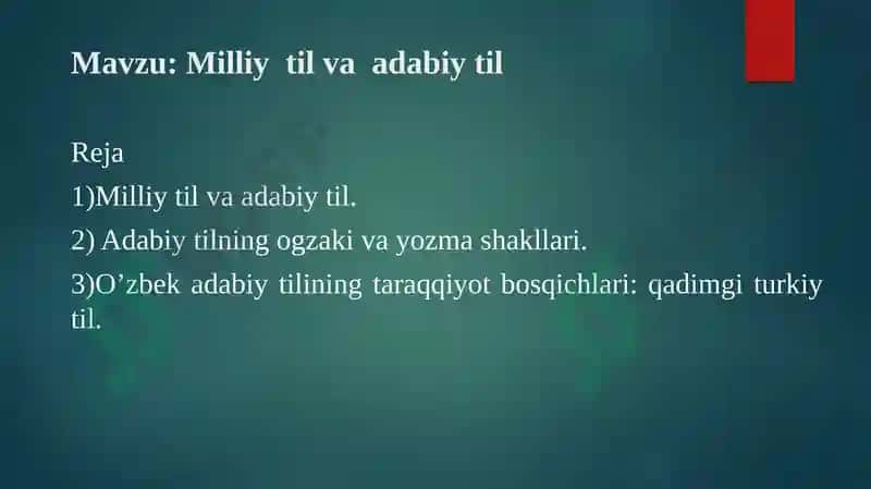 Milliy til va adabiy til 2
