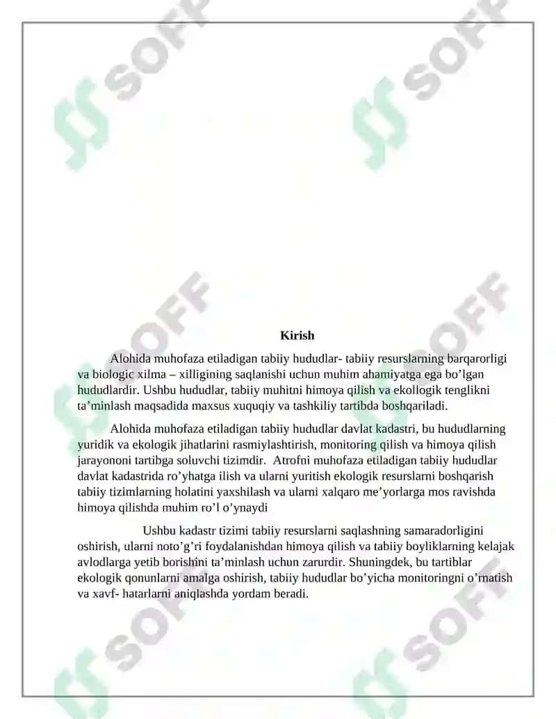 Alohida muhofaza etiladigan tabiiy hududlar davlat kadastrini yuritish tartibi 2