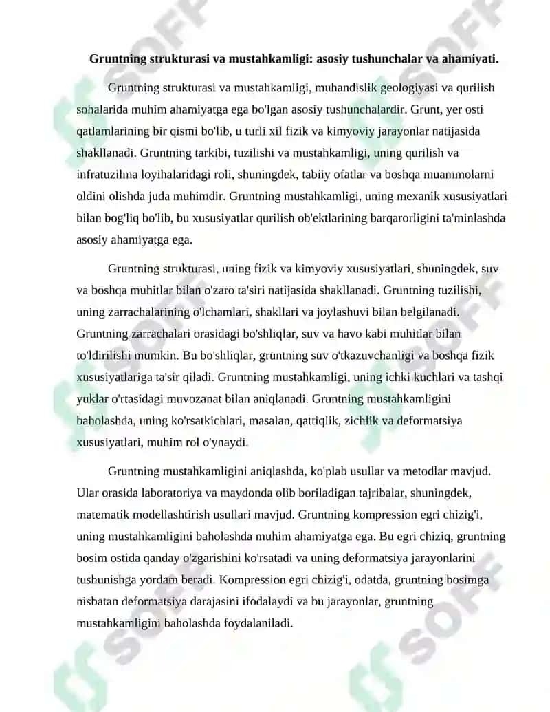 Gruntning strukturasi va mustahkamligi 2