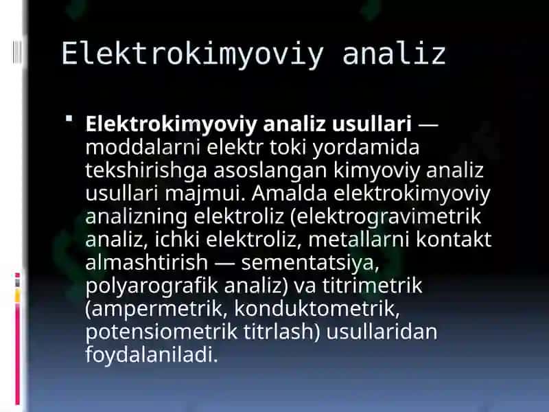 Davolash amaliyoti va tashxisda elektrokimyo asoslarining qo’llanilishi 2