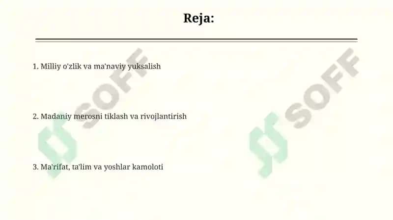 Mustaqillik yillarida O'zbekistiondagi ma'naviy va madaniy taraqqiyot 2