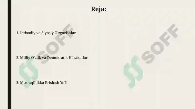 Mustaqillikka erishish arafasida O'zbekistondagi ijtimoiy-siyosiy jarayonlar 2