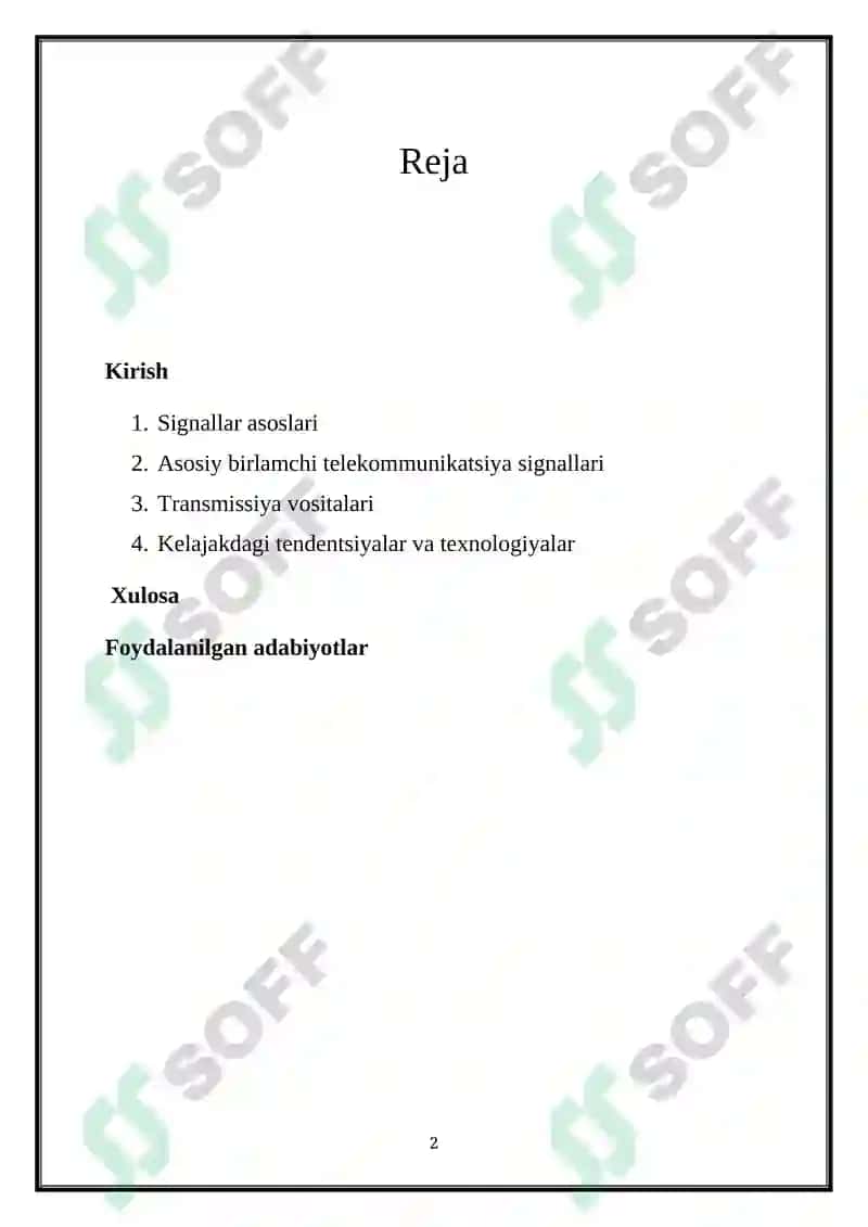 ASOSIY BIRLAMCHI TELEKOMMUNIKATSIYA SIGNALLARI 2