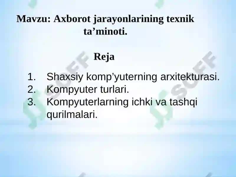 Axborotjarayonlarining texnik ta'minoti 2
