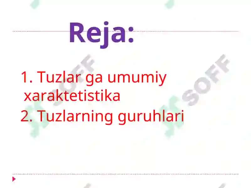 Tuzlar. Tuzlarning guruhlari 2