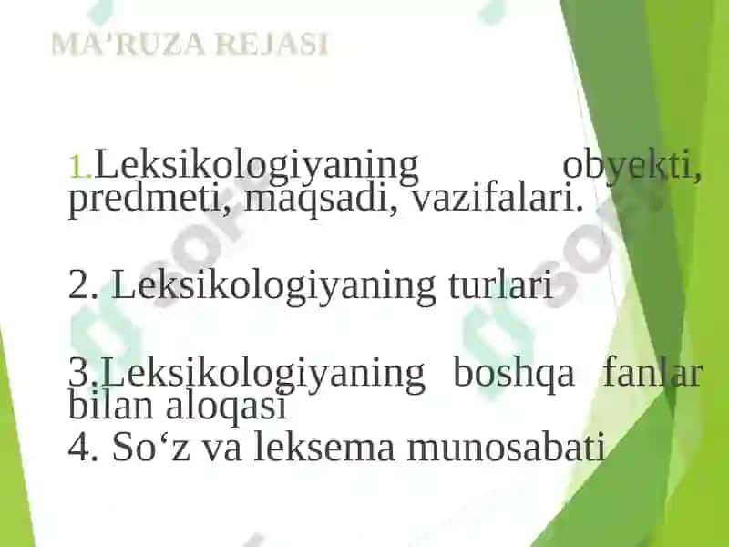 Hozirgi o‘zbek adabiy tilining leksik sathi va leksikologiyasi 2
