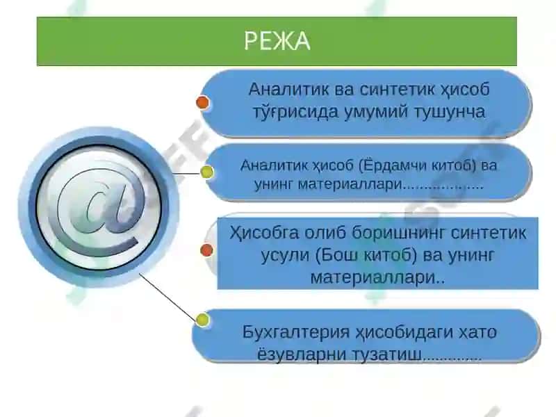 Банкларда Синтетик ва Аналитик Ҳисоб 2