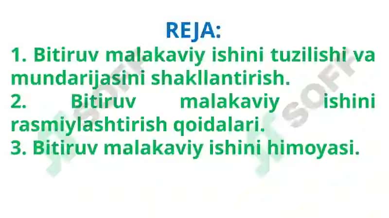 Bitiruv malakaviyishi ni tayyorlash tartibi va qoidalari 2