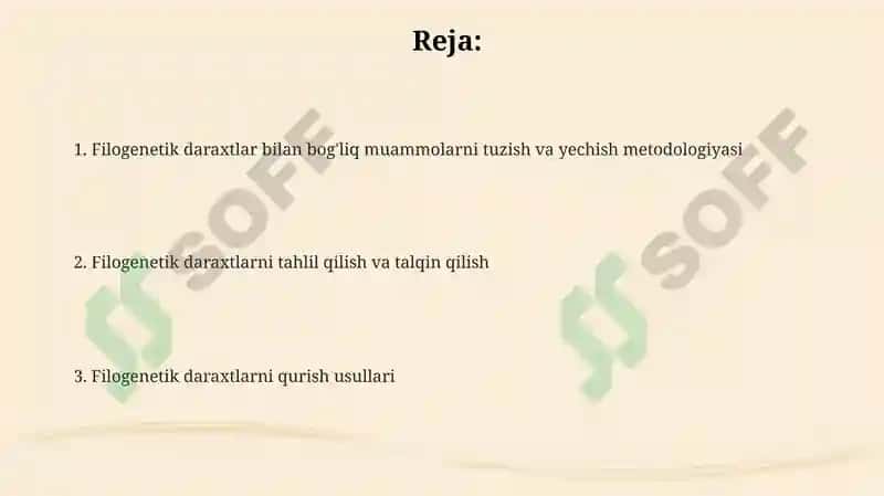Filogenetik daraxtga oid masala mashq tuzish hamda yechish metodikasi 2