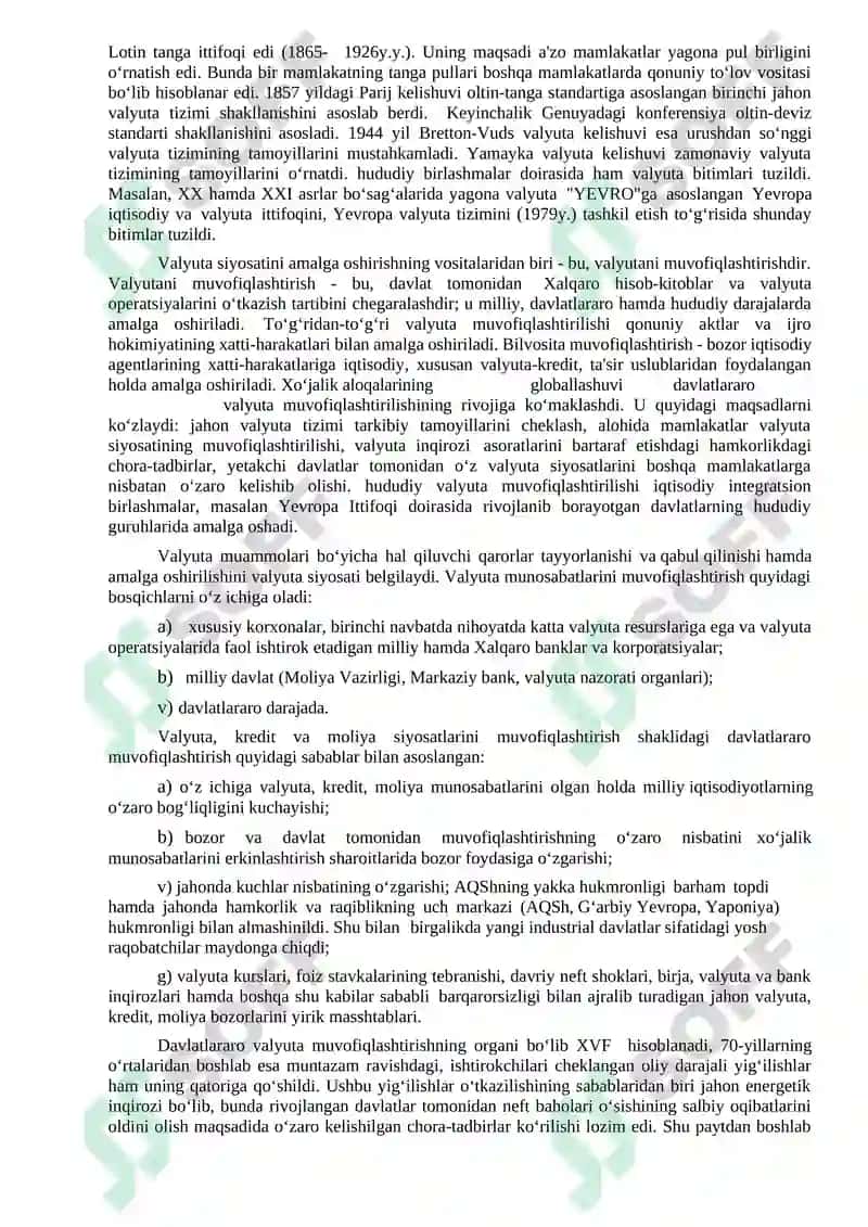 Valyuta munosabatlarini muvofiqlashtirish 2