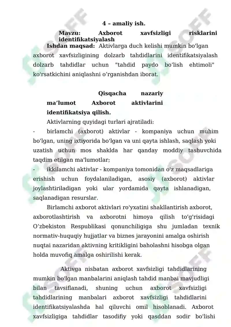Axborot xavfsizligi risklarini identifikatsiyalash 2