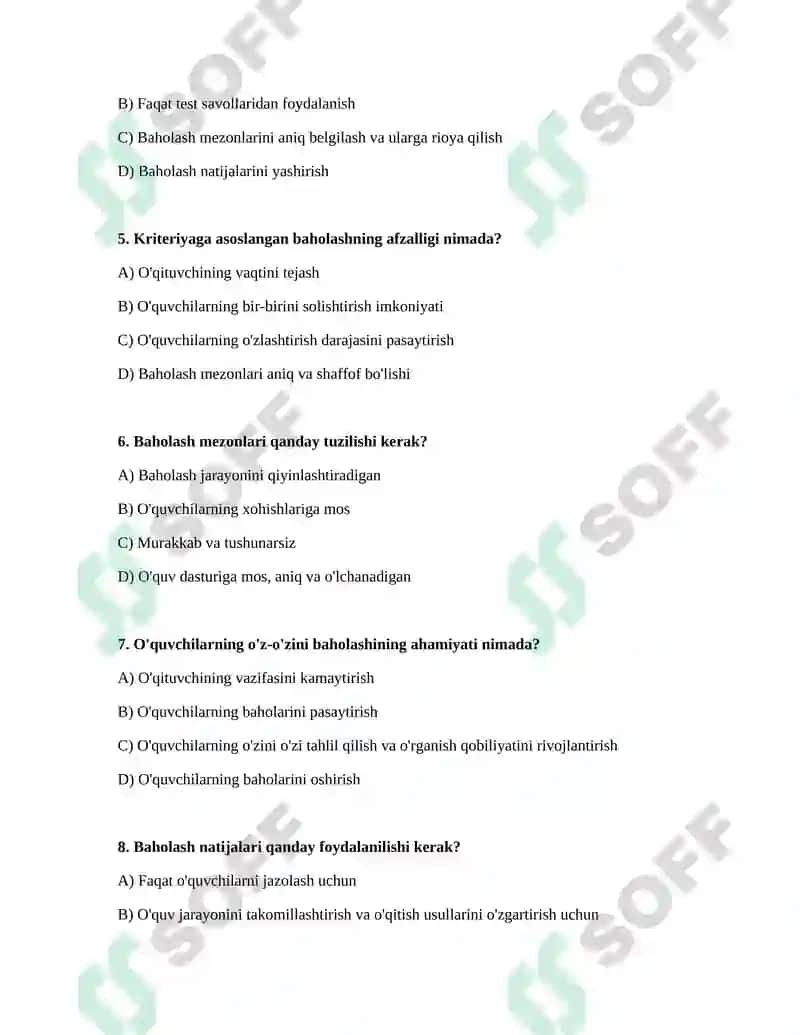 O'quvchilar bilimini baholash mezonlari 2