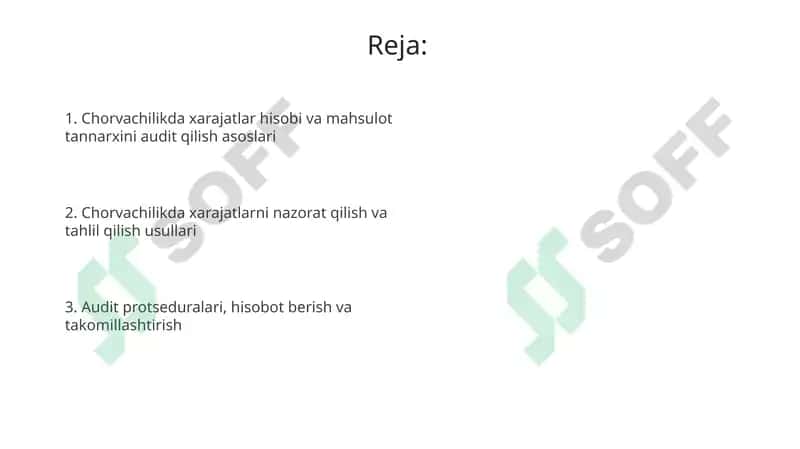 Chorvachilikda xarajatlar hisobi va mahsulot tannarxini audit qilish 2