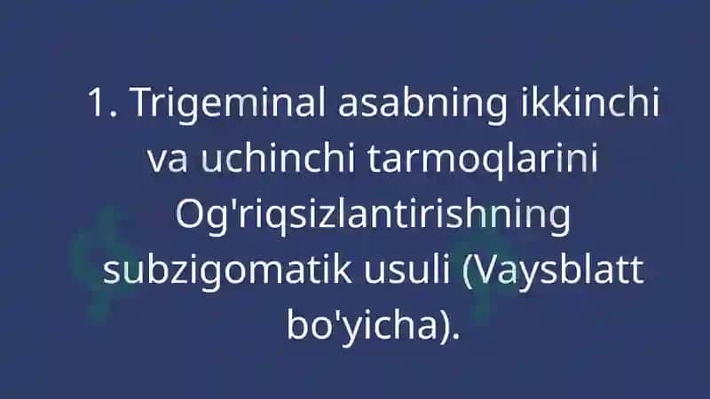 Pastki alveolyar nervni Og'riqsizlantirish 2