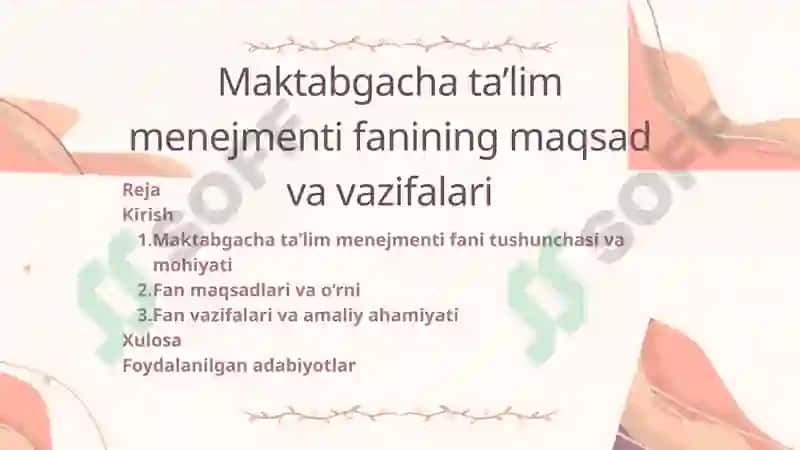 Maktabgacha ta'lim menejmenti 2