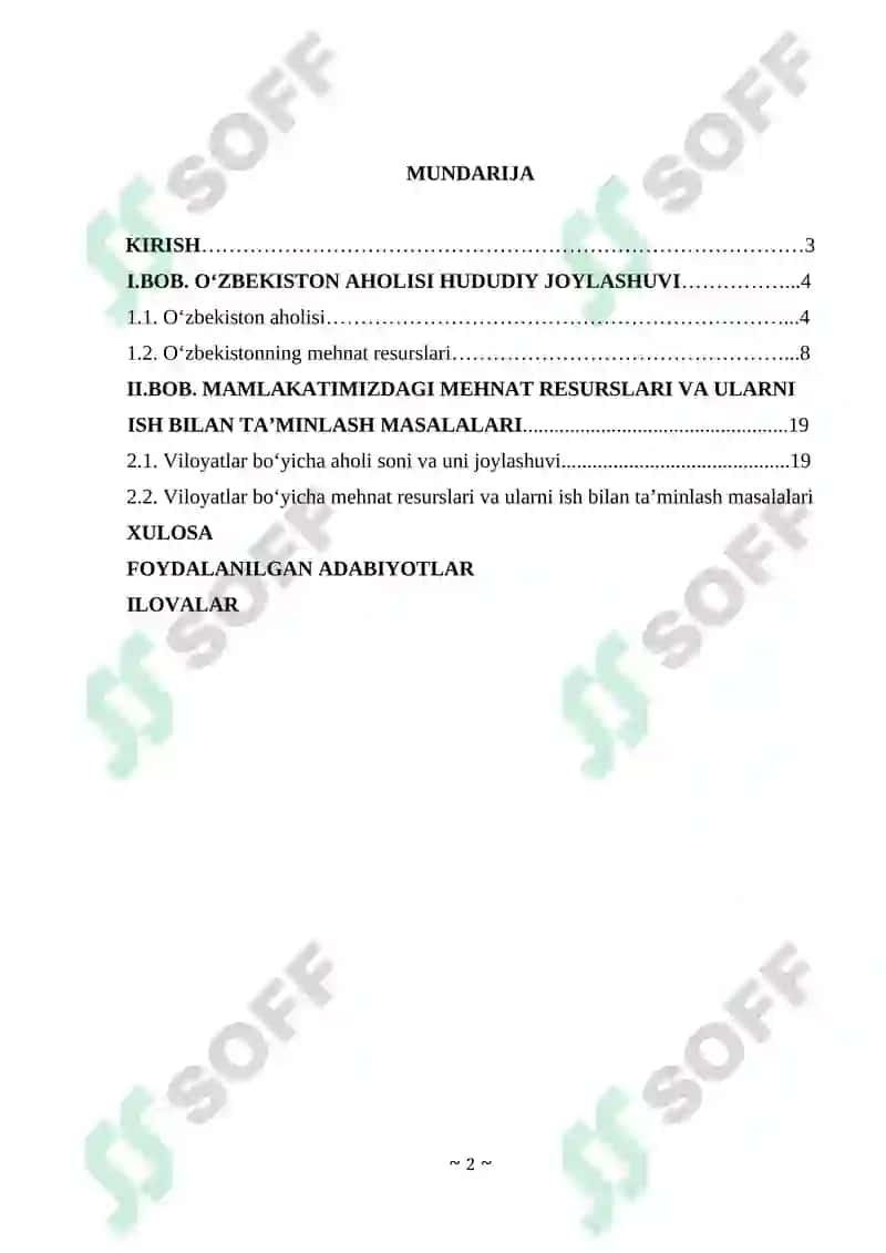 O'zbekiston Respublikasi aholisi va mehnat resurslari 2