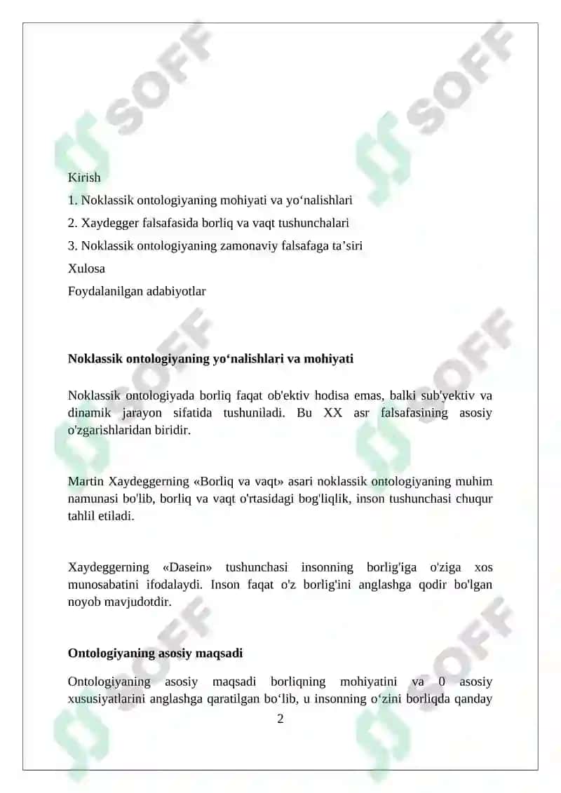 Noklassik ontologiyaning yo‘nalishlari va mohiyati 2