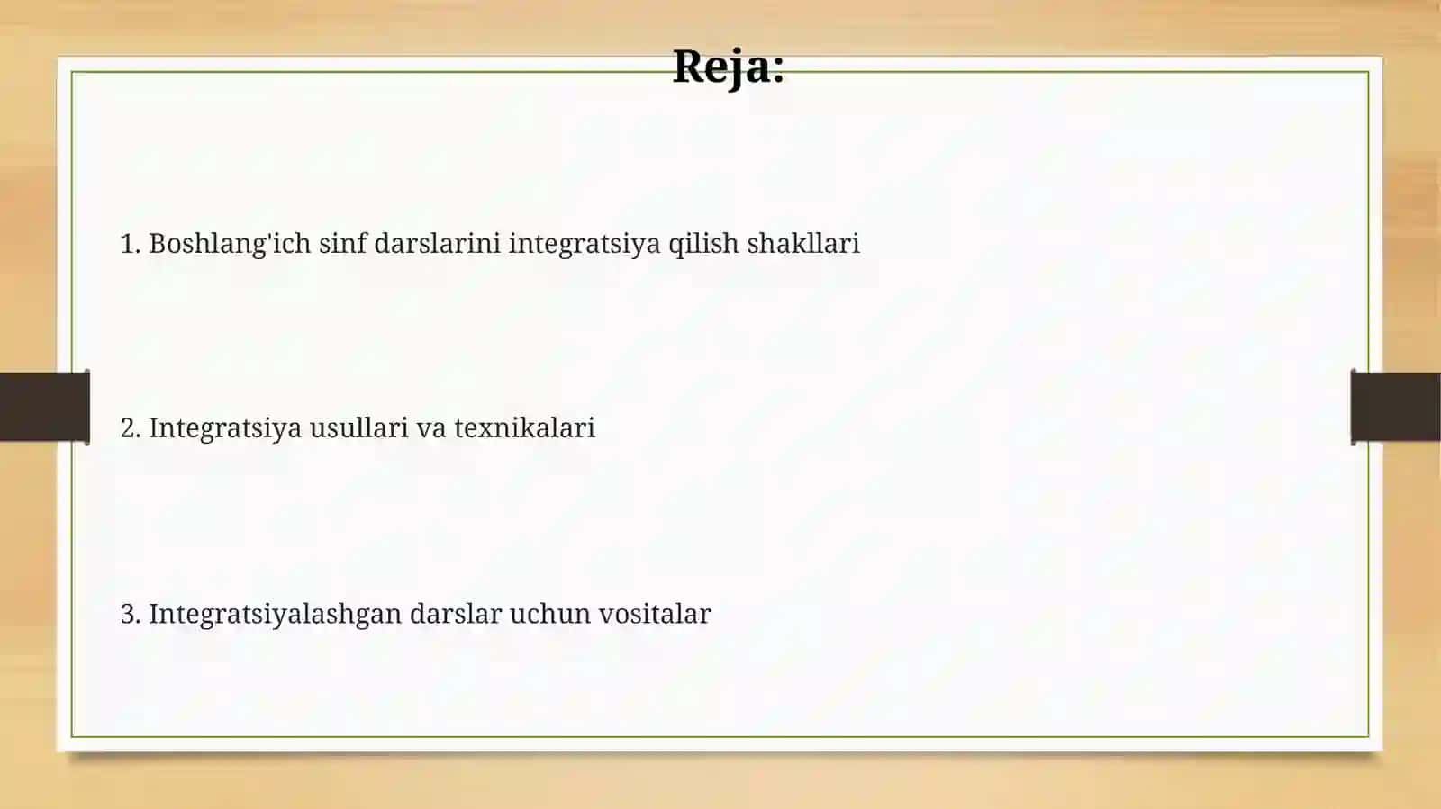 Boshlanĝich sinf darslarini integratsiyalash shakl, usul va vositalar 2