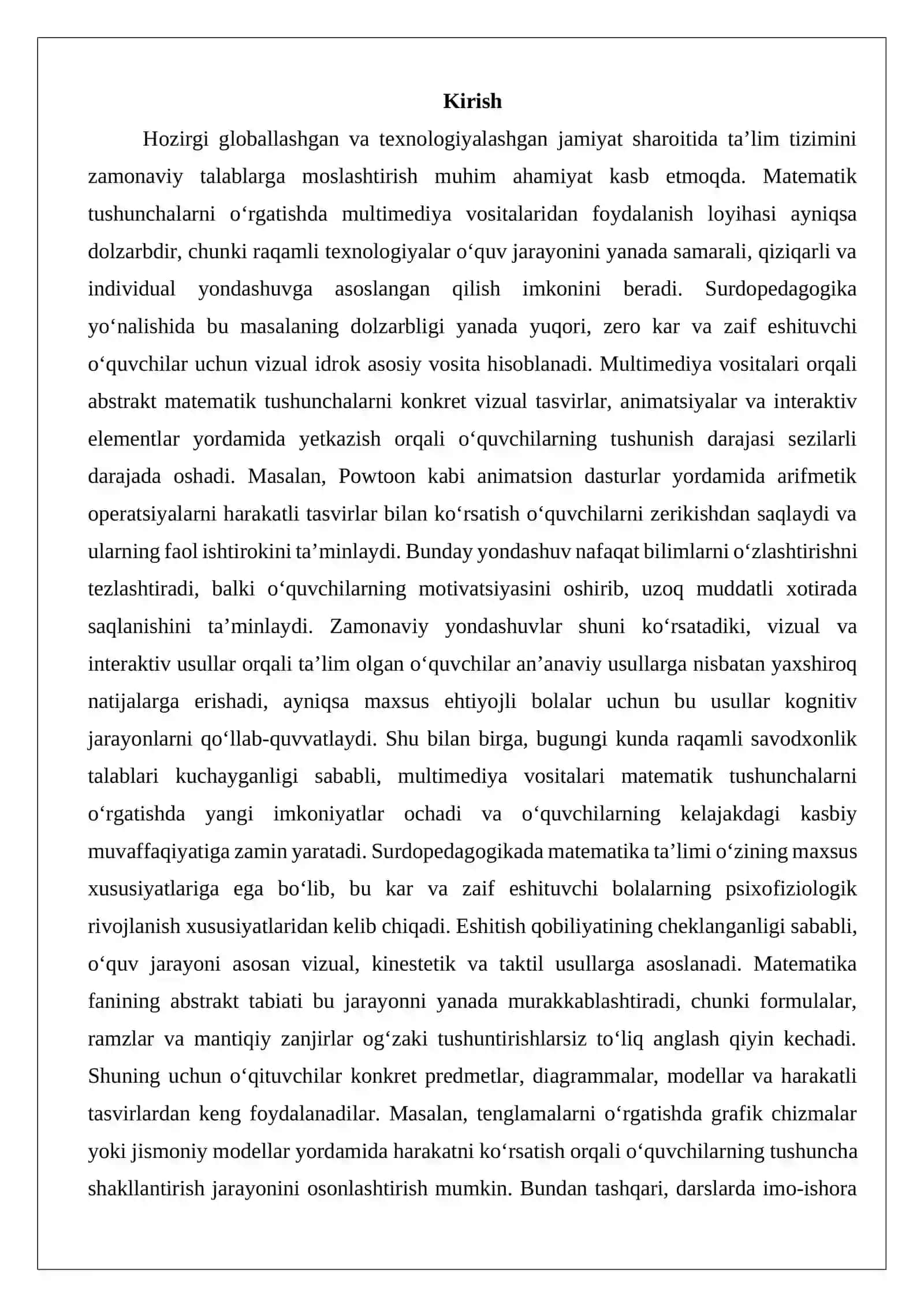 Matematik tushunchalarni o‘rgatishda multimediya vositalaridan foydalanish loyihasi 2