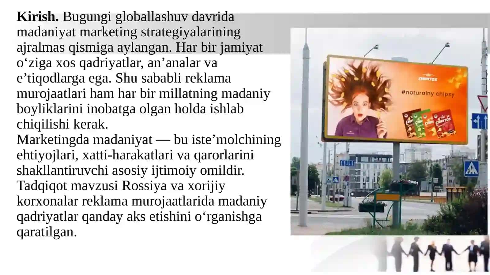 Rossiya va xorijiy korxonalarning reklama murojaatlarida madaniy boyliklarni marketing tadqiqotlari 2