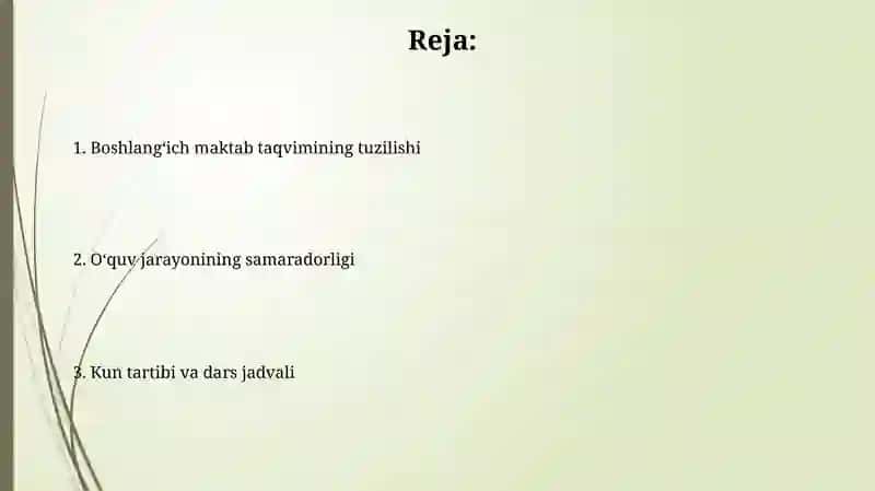 Boshlangʻich sinflarda kun tartibi 2
